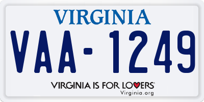 VA license plate VAA1249