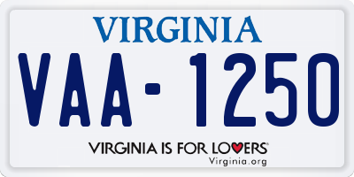 VA license plate VAA1250