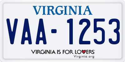 VA license plate VAA1253