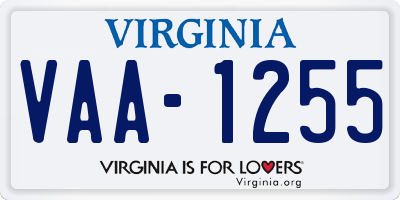 VA license plate VAA1255