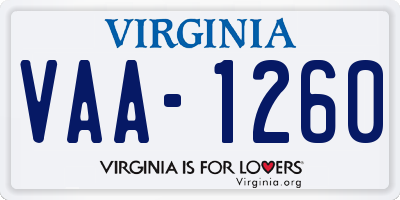 VA license plate VAA1260