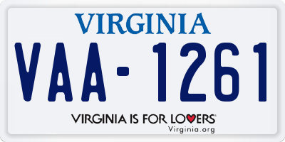 VA license plate VAA1261