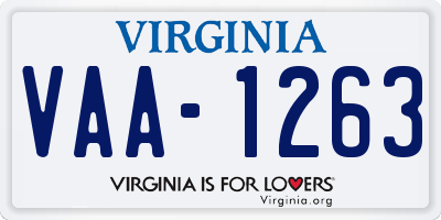 VA license plate VAA1263