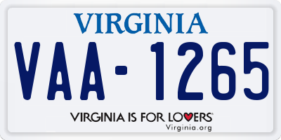 VA license plate VAA1265