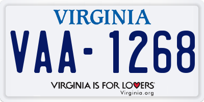 VA license plate VAA1268