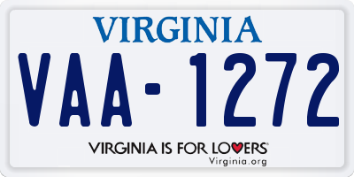 VA license plate VAA1272