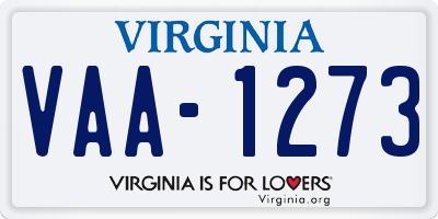 VA license plate VAA1273