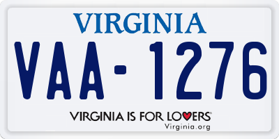 VA license plate VAA1276