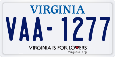 VA license plate VAA1277