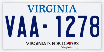 VA license plate VAA1278