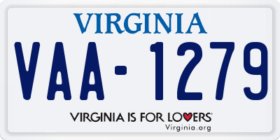 VA license plate VAA1279