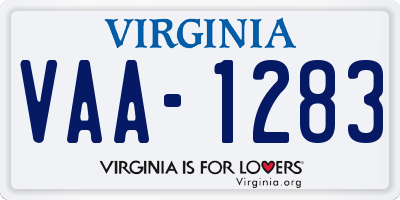 VA license plate VAA1283