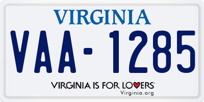 VA license plate VAA1285