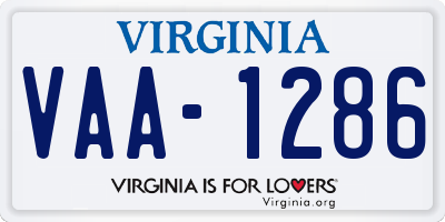 VA license plate VAA1286