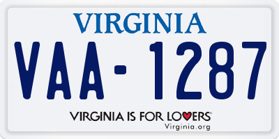 VA license plate VAA1287