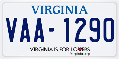 VA license plate VAA1290