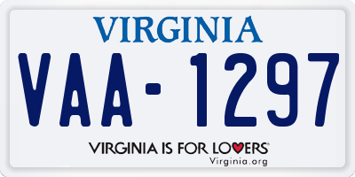VA license plate VAA1297