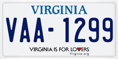 VA license plate VAA1299