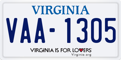 VA license plate VAA1305