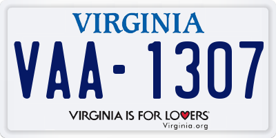 VA license plate VAA1307