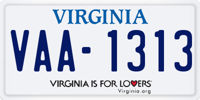 VA license plate VAA1313