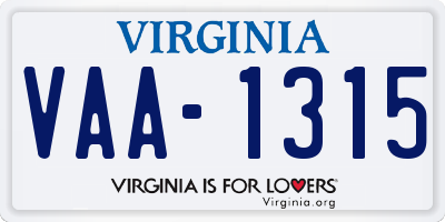 VA license plate VAA1315