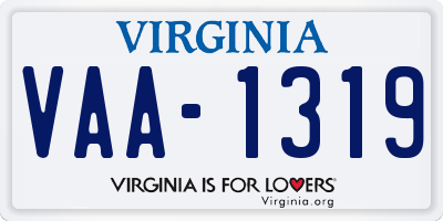 VA license plate VAA1319