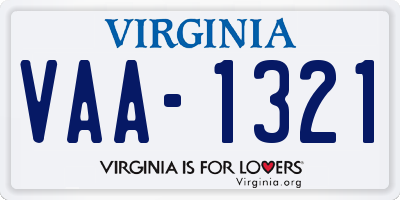 VA license plate VAA1321