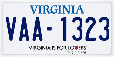 VA license plate VAA1323