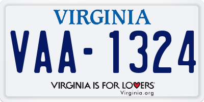 VA license plate VAA1324