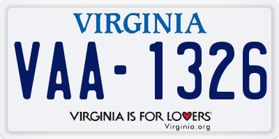 VA license plate VAA1326