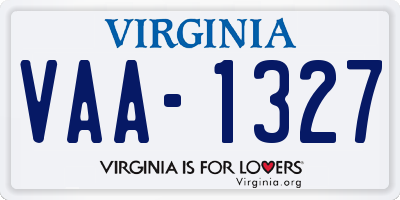 VA license plate VAA1327