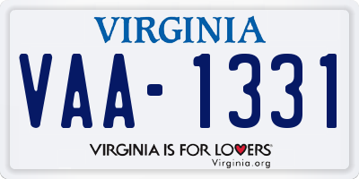 VA license plate VAA1331