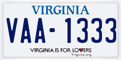 VA license plate VAA1333