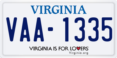 VA license plate VAA1335