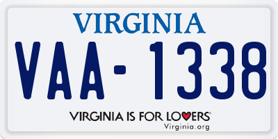 VA license plate VAA1338