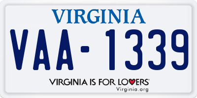 VA license plate VAA1339