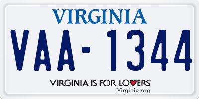 VA license plate VAA1344