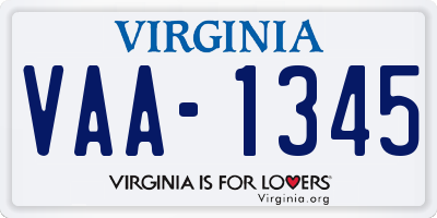VA license plate VAA1345