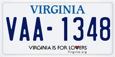 VA license plate VAA1348