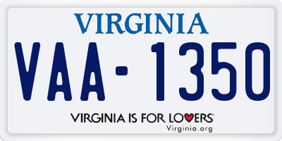 VA license plate VAA1350