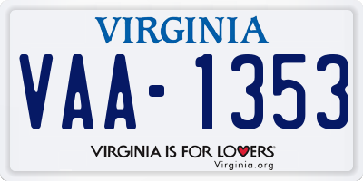 VA license plate VAA1353