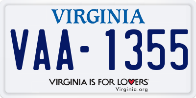 VA license plate VAA1355