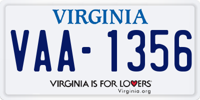 VA license plate VAA1356
