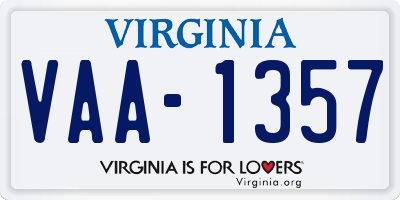 VA license plate VAA1357