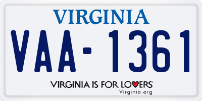 VA license plate VAA1361
