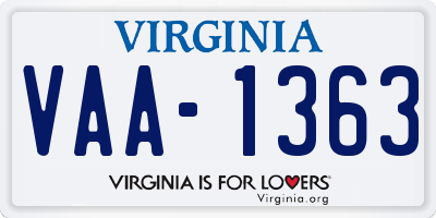 VA license plate VAA1363