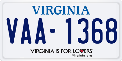 VA license plate VAA1368