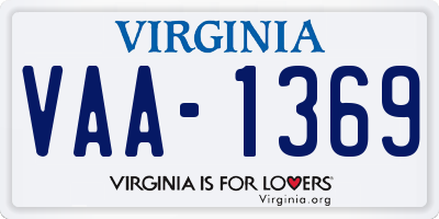 VA license plate VAA1369