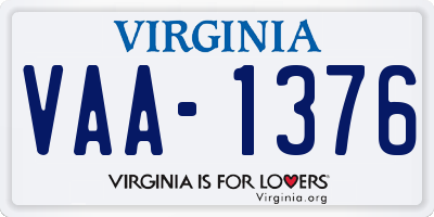 VA license plate VAA1376